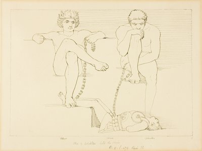 Othus i Ephialtes trzymający Aresa w niewoli autorstwa John Flaxman