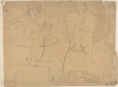 Otus i Efialtes trzymają Marsa w niewoli autorstwa John Flaxman
