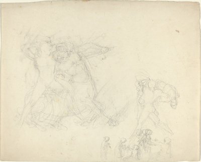 Arkusz studiów, w tym człowiek walczący z centaurem autorstwa John Flaxman