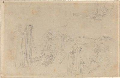 Szkice z zakapturzoną postacią (Virgil i Beatrice?) autorstwa John Flaxman