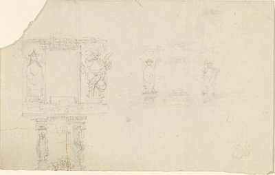 Struktura z postaciami w azjatyckich strojach (Ilustracja do „trumny”?) autorstwa John Flaxman