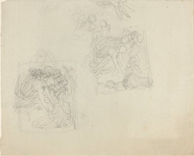 Studia do pomnika z aniołami sięgającymi do modlącej się postaci [recto i verso] autorstwa John Flaxman