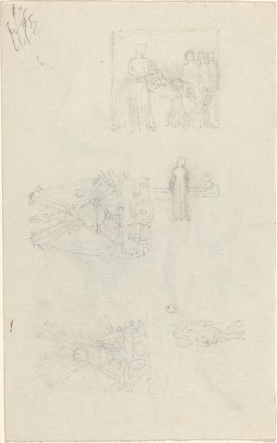 Studia chorego łóżka i dekoracje na fasadę Pałacu Buckingham [recto i verso] autorstwa John Flaxman