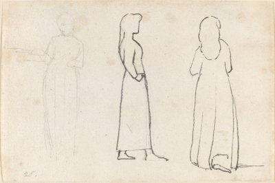 Trzy szkice stojącej kobiety autorstwa John Flaxman