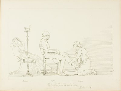 Odyseusz, Penelopa i Euryklea autorstwa John Flaxman
