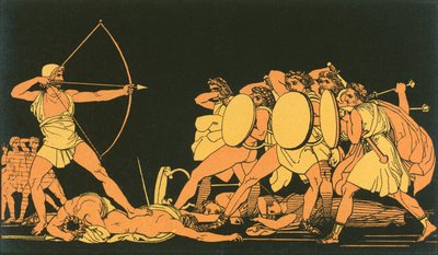 Ulisses zabija zalotników autorstwa John Flaxman