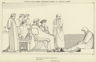 Ulisses na Ognisku przedstawia się Alcinousowi i Arete autorstwa John Flaxman