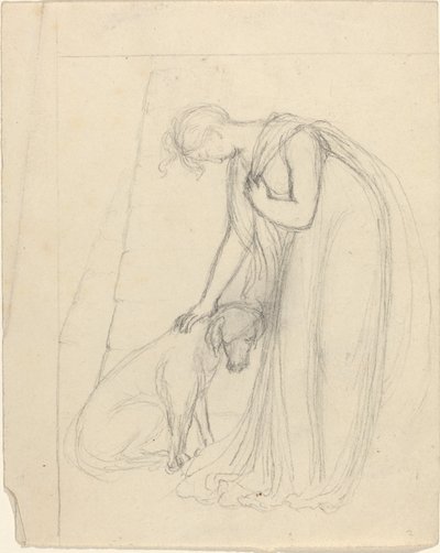 Kobieta poklepująca psa autorstwa John Flaxman