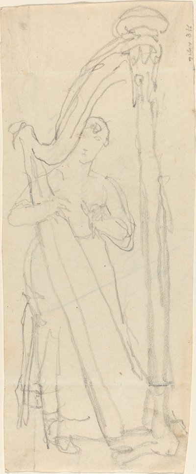 Kobieta grająca na harfie (Lavinia Banks?) autorstwa John Flaxman