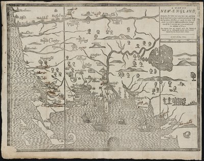 Mapa Nowej Anglii Od: William Hubbards Obecny stan Nowej Anglii, 1677 autorstwa John Foster