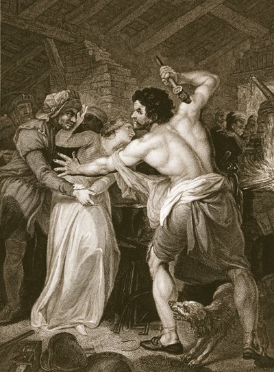 Poborca podatku pogłównego zamordowany przez Wata Tylera, ryt. J. Hall, ilustracja z „Historii Anglii” Davida Hume