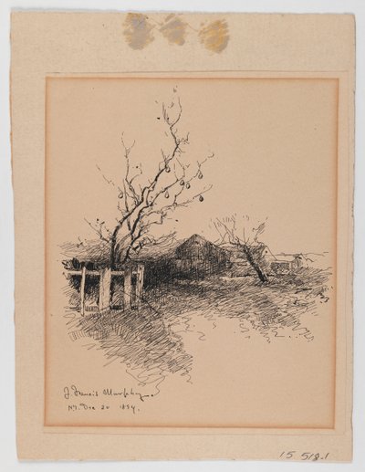 Krajobraz, Nowy Jork, 20 grudnia 1894 (pióro i atrament na papierze naklejone na tekturę) autorstwa John Francis Murphy