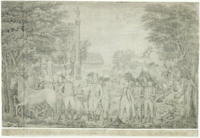 Brytyjczycy oddają broń generałowi Waszyngtonowi po klęsce pod Yorktown w Wirginii, październik 1781, 1810-1815 autorstwa John Francis Renault