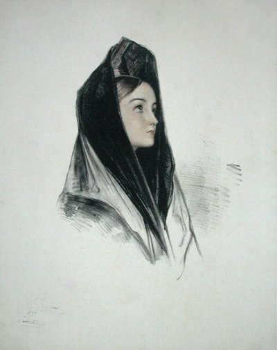 Dziewczyna w Mantilli, Sewilla autorstwa John Frederick (after) Lewis