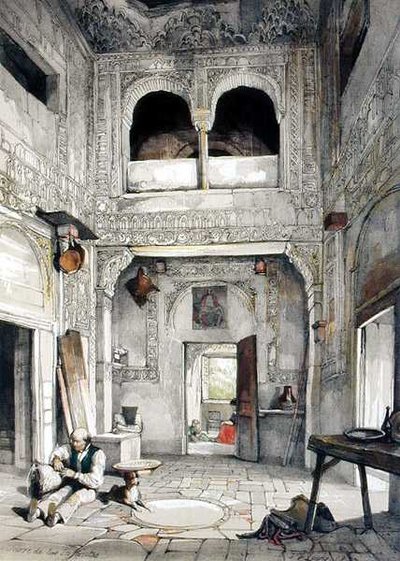 Wieża Infantek (Torre de las Infantas), ze „Szkiców i rysunków Alhambry”, rytowana przez Jamesa Duffielda Hardinga (1798-1863) autorstwa John Frederick (after) Lewis