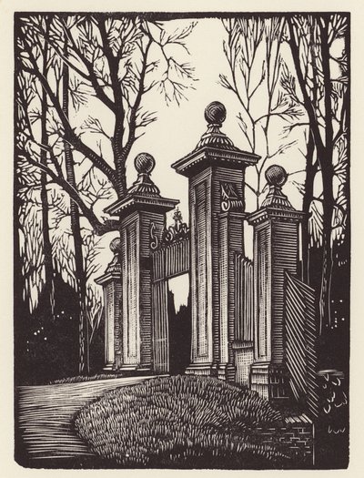 Cambridge: Clare Gates (drzeworyt) autorstwa John Frederick Greenwood