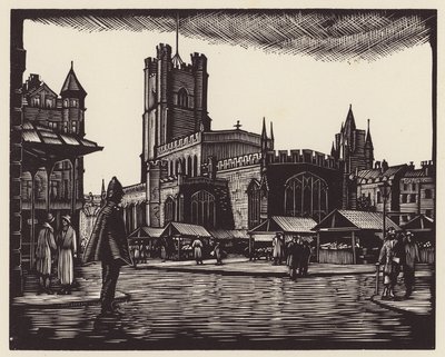 Cambridge: Rynek (drzeworyt) autorstwa John Frederick Greenwood