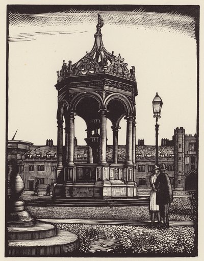 Cambridge: Trinity Fountain (drzeworyt) autorstwa John Frederick Greenwood