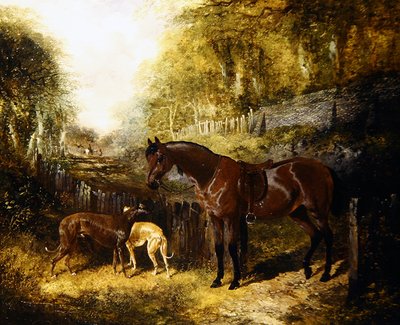 Kucyk i charty w pejzażu (olej na płótnie) autorstwa John Frederick Herring Jnr
