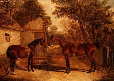 Bay Hunters przed domem na farmie autorstwa John Frederick Herring Senior