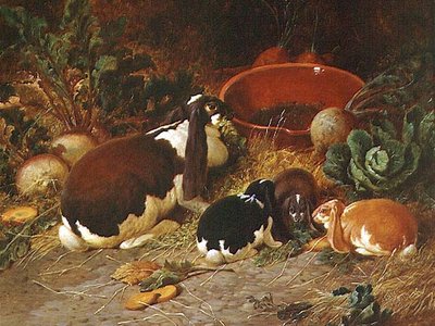 Fantazyjne króliki, łania z młodymi autorstwa John Frederick Herring Senior