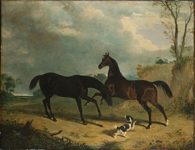 Myśliwi i spaniel w leśnym krajobrazie, 1835 autorstwa John Frederick Herring Senior