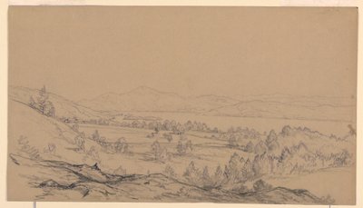 Rysunek przedstawiający jezioro George w stanie Nowy Jork z perspektywy północno-wschodniej, lata 1850-65 autorstwa John Frederick Kensett