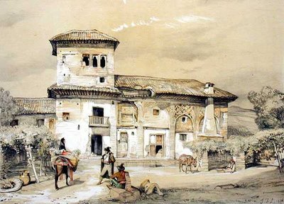 Casa de Frascito Sanchez, stary dom w Alhambrze, z „Szkiców i rysunków Alhambry” autorstwa John Frederick Lewis