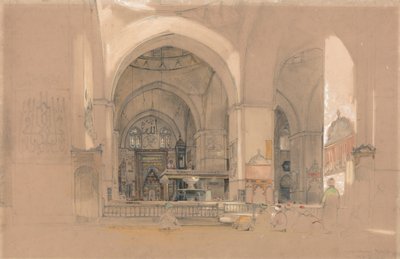 Wnętrze Wielkiego Meczetu, (Ulucami) Bursa, Turcja autorstwa John Frederick Lewis