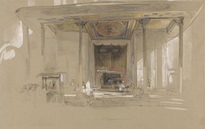 Główne wejście do Wielkiego Meczetu (Ulucami) Bursa, Turcja, ok. 1840 (wc i kolor nadwozia na grafitowym papierze tkanym) autorstwa John Frederick Lewis