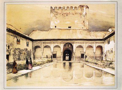 Alhambra w Granadzie, kolorowa litografia Johna Fredericka Lewisa autorstwa John Frederick Lewis