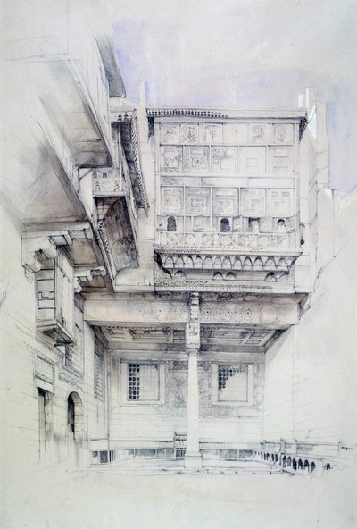 Dwór Domu Artysty, Kair, Egipt, XIX w. autorstwa John Frederick Lewis