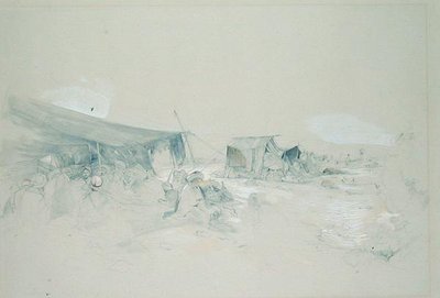 Pustynia Góry Synaj (ołówek i gwasz na papierze) autorstwa John Frederick Lewis