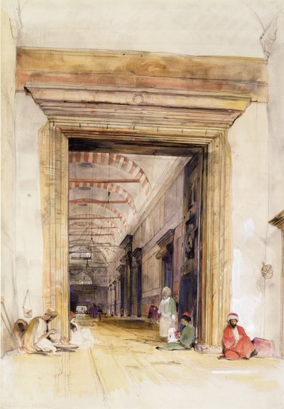 Wielkie Wejście do Meczetu Santa Sophia, Konstantynopol (wc nad ołówkiem podkreślone kolorem nadwozia) autorstwa John Frederick Lewis