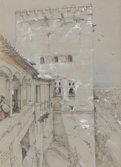 Torre de Comares, Alhambra, 1835 r. autorstwa John Frederick Lewis