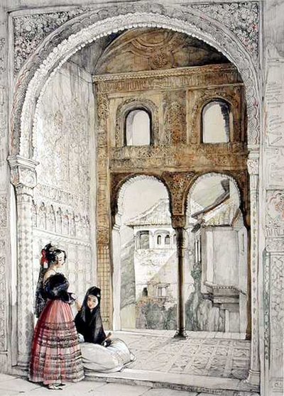 Okno w Sali Ambasadorów, ze szkiców i rysunków Alhambry, 1835 autorstwa John Frederick Lewis