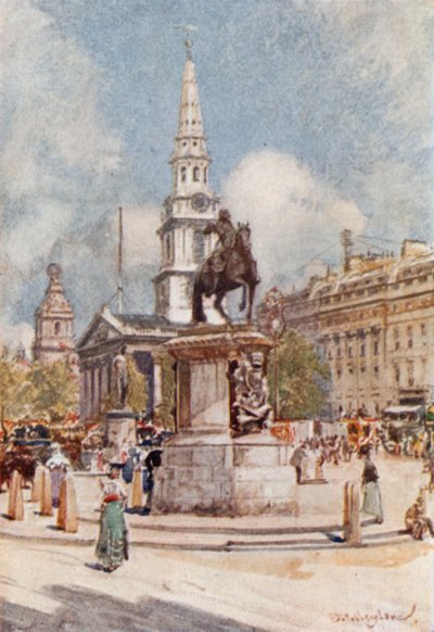Charing Cross, z figurą Karola I i św. Marcina w Polach autorstwa John Fulleylove