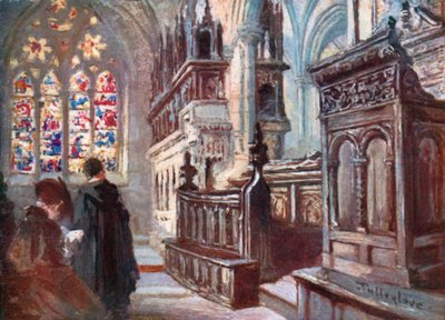 Kościół Chrystusa - Wnętrze kaplicy łacińskiej (kolorowa litografia) autorstwa John Fulleylove