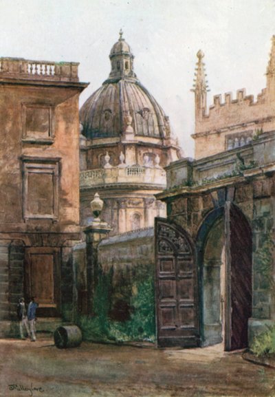 Brama wejściowa do Hertford College i biblioteki Radcliffe (kolorowa litografia) autorstwa John Fulleylove