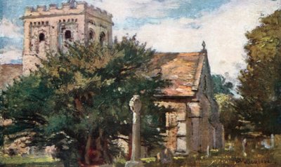 Kościół Iffley od południowego wschodu (kolorowa litografia) autorstwa John Fulleylove