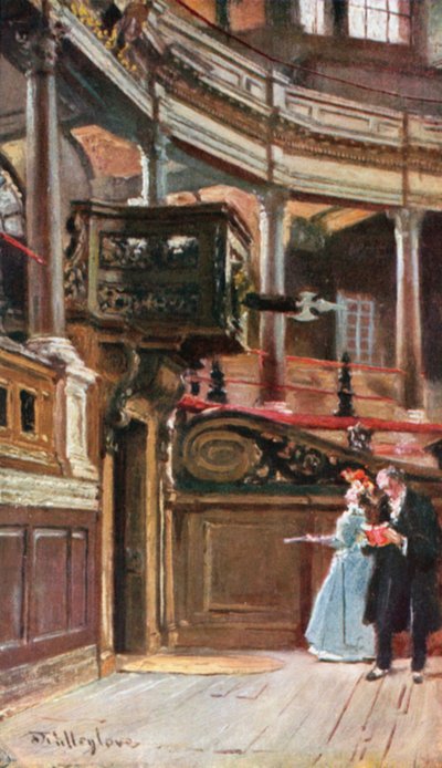 Wnętrze teatru Sheldonian (kolorowa litografia) autorstwa John Fulleylove