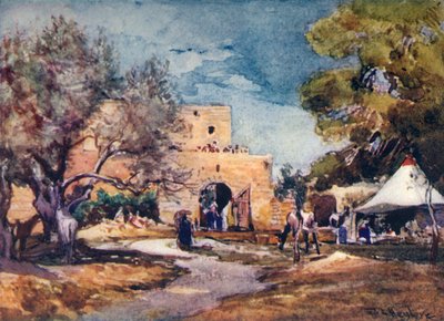 Średniowieczny budynek za północnym murem Jerozolimy, 1902. autorstwa John Fulleylove