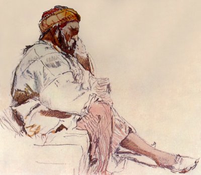 Syryjski chłop siedzący: z profilu, 1902. autorstwa John Fulleylove
