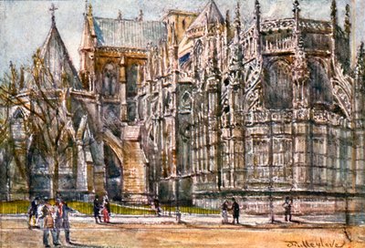 Kapitularz i wschodnia część kaplicy Henryka VII (kolorowa litografia) autorstwa John Fulleylove