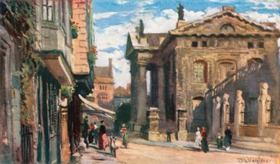 Budynek Clarendon, patrząc na wschód (kolorowa litografia) autorstwa John Fulleylove