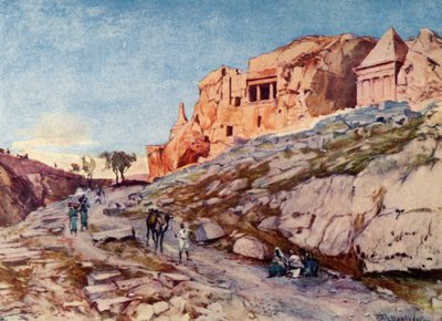 Grobowce wykute w skale w Dolinie Jehoszafata, 1902. autorstwa John Fulleylove