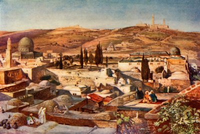 Obszar Świątyni i Góra Oliwna z Góry Syjon, 1902. autorstwa John Fulleylove