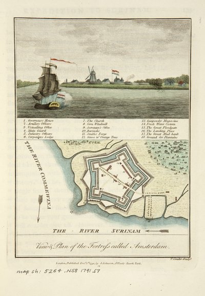 Widoki i plan twierdzy Amsterdam autorstwa John Gabriel Stedman