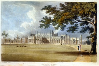 Eaton Hall, Front Entrance, z „Repozytorium Sztuki” Ackermanna, opublikowane ok. 1826 (patrz także 182261) autorstwa John Gendall
