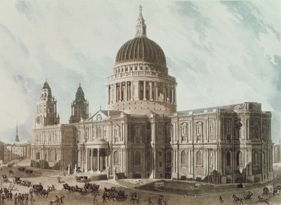 Południowy wschód Widok katedry św. Pawła, ryty Daniel Havell (1785-1826), wyd. 1818 przez Repozytorium Sztuki Ackermanna autorstwa John Gendall